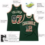 Custom Hunter Green Vintage USA Flag Basketball Jersey - Cream Authentic Throwback Custom Hunter Green Vintage USA Flag-Cream - Image 2