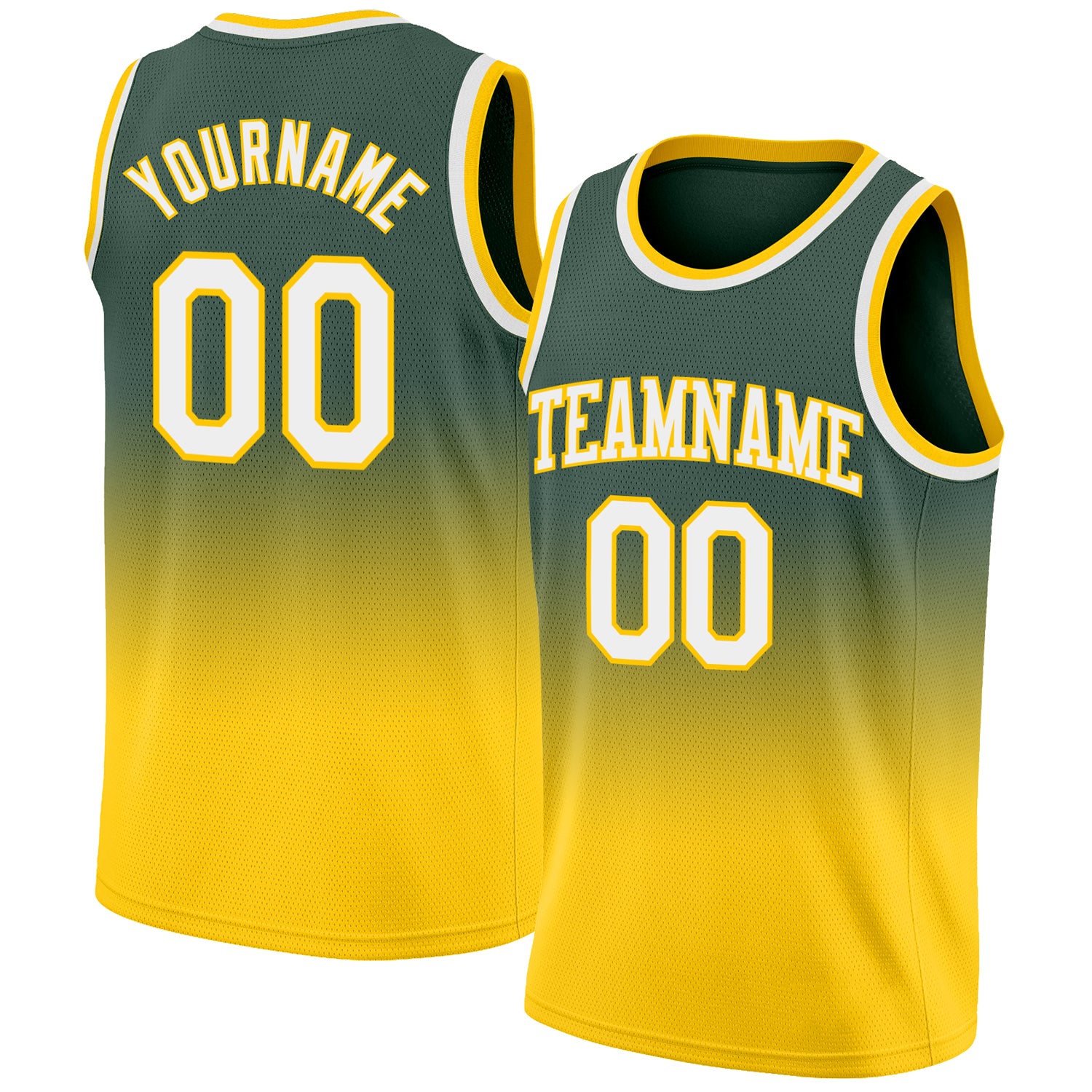 Custom Hunter Green White-Gold Authentic Fade Fashion Basketball Jersey Hunter Green White Gold Basketball Jersey - Custom Authentic Fade Fashion Jersey Custom Hunter Green White-Gold Authentic - Image 1
