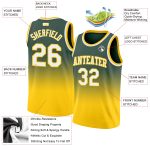 Hunter Green White Gold Basketball Jersey - Custom Authentic Fade Fashion Jersey Custom Hunter Green White-Gold Authentic - Image 2