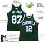 Authentic Throwback Basketball Jersey in Hunter Green, White & Light Blue - Custom Design Custom Hunter Green White-Light - Image 2