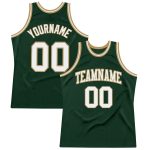 Hunter Green White-Old Gold Authentic Throwback Basketball Jersey - Custom Made Custom Hunter Green White-Old Gold Authentic
