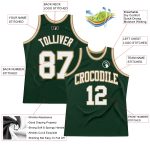 Hunter Green White-Old Gold Authentic Throwback Basketball Jersey - Custom Made Custom Hunter Green White-Old Gold Authentic - Image 2