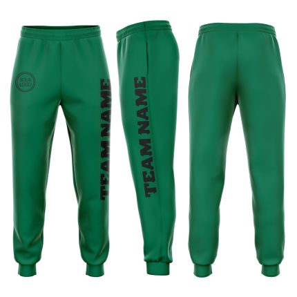 Custom Kelly Green Fleece Jogger Sweatpants for Men and Women Custom Kelly Green Black Fleece Jogger Sweatpants