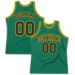 Kelly Green Black and Gold Authentic Throwback Basketball Jersey - Custom Design Custom Kelly Green Black-Gold Authentic
