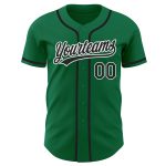 Custom Kelly Green Baseball Jersey - Authentic Black-White Design for Men Custom Kelly Green Black-White Authentic Baseball - Image 2