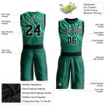 Custom Basketball Jersey Sublimation Suit - Kelly Green, Black & White Round Neck Custom Kelly Green Black-White Round Neck - Image 2