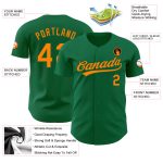 Custom Authentic Baseball Jersey in Kelly Green and Blaze Orange Custom Kelly Green Blaze Orange Authentic Baseball Jersey - Image 3