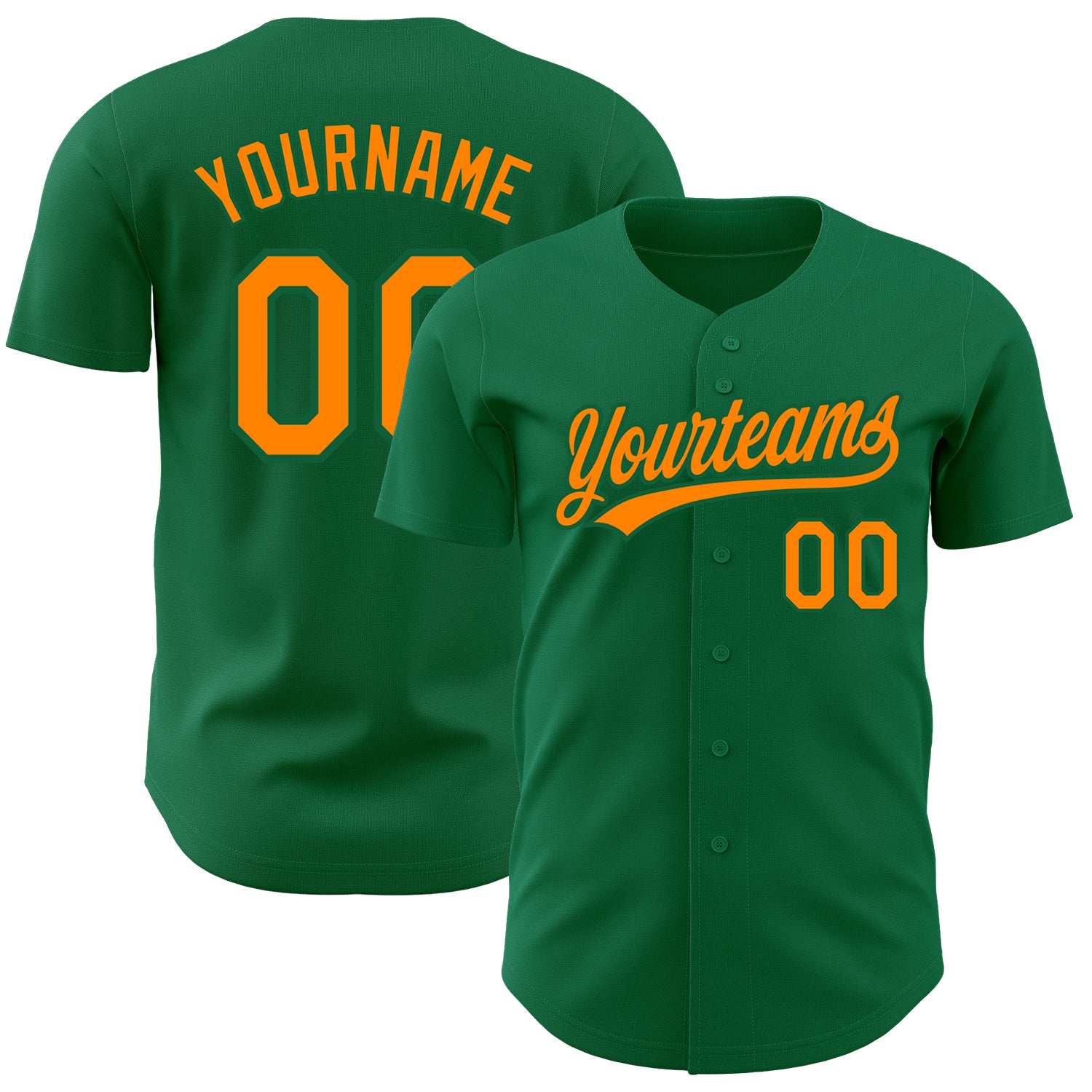 Custom Authentic Baseball Jersey in Kelly Green and Blaze Orange Custom Kelly Green Blaze Orange Authentic Baseball Jersey