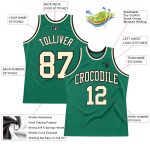 Custom Kelly Green Basketball Jersey - Authentic Throwback Cream-Black Design Custom Kelly Green Cream-Black Authentic Throwback - Image 2