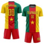 Cameroonian Flag Soccer Jersey - Custom Sublimation Kelly Green Gold Red-Black Uniform Custom Kelly Green Gold Red-Black - Image 2