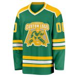 Custom Green Gold White Hockey Jersey - Personalized Hockey Uniform Custom Kelly Green Gold-White Hockey Jersey - Image 2