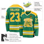 Custom Green Gold White Hockey Jersey - Personalized Hockey Uniform Custom Kelly Green Gold-White Hockey Jersey - Image 3