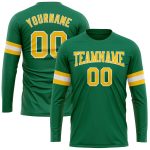 Custom Kelly Green Long Sleeve Performance T-Shirt - Gold White Salute To Service Custom Kelly Green Gold-White Long Sleeve