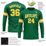 Custom Kelly Green Long Sleeve Performance T-Shirt - Gold White Salute To Service Custom Kelly Green Gold-White Long Sleeve - Image 3