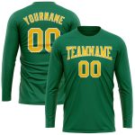 Custom Kelly Green Long Sleeve Performance T-Shirt - Gold White Salute To Service Custom Kelly Green Gold-White Long Sleeve - Image 2