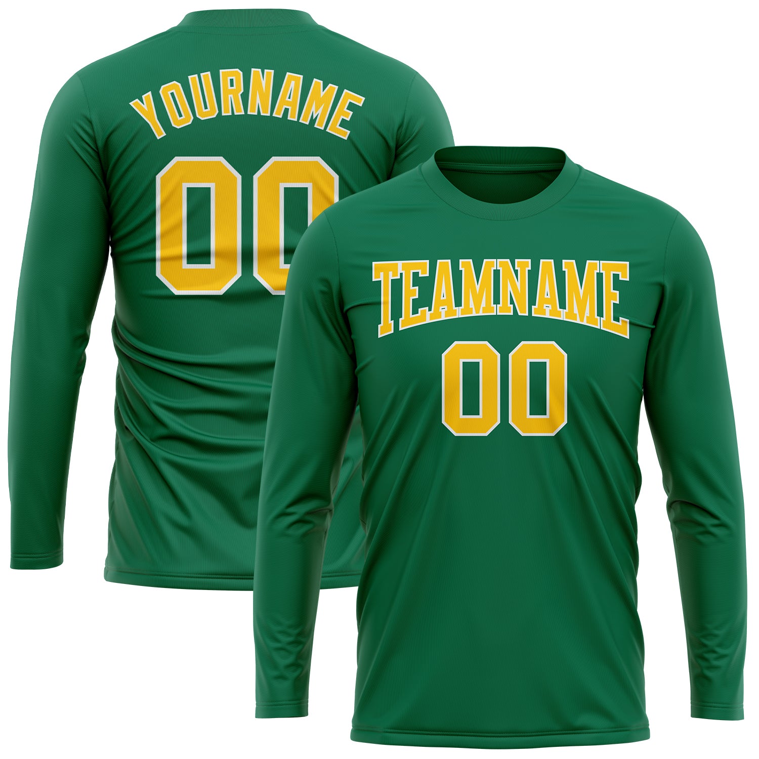 Custom Kelly Green Gold-White Long Sleeve Performance Salute To Service T-Shirt Custom Kelly Green Long Sleeve Performance T-Shirt - Gold White Salute To Service Custom Kelly Green Gold-White Long Sleeve - Image 2