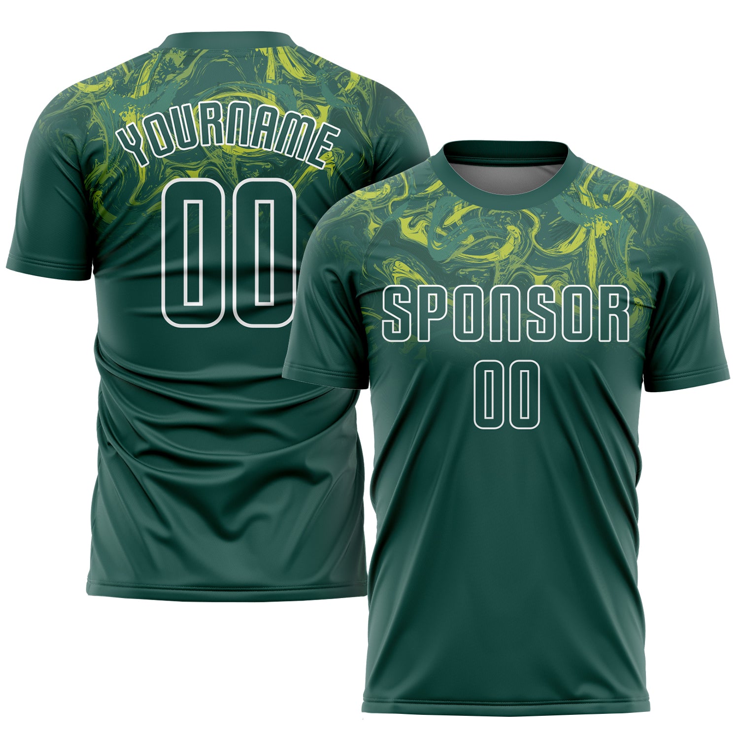 Custom Kelly Green Gold Sublimation Soccer Jersey, Style 7796 - Athletic Uniform for Teams and Players Custom Kelly Green