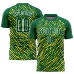 Custom Kelly Green Soccer Uniform Jersey with Gold Sublimation, Style 8947 Custom Kelly Green Kelly Green-Gold Sublimation