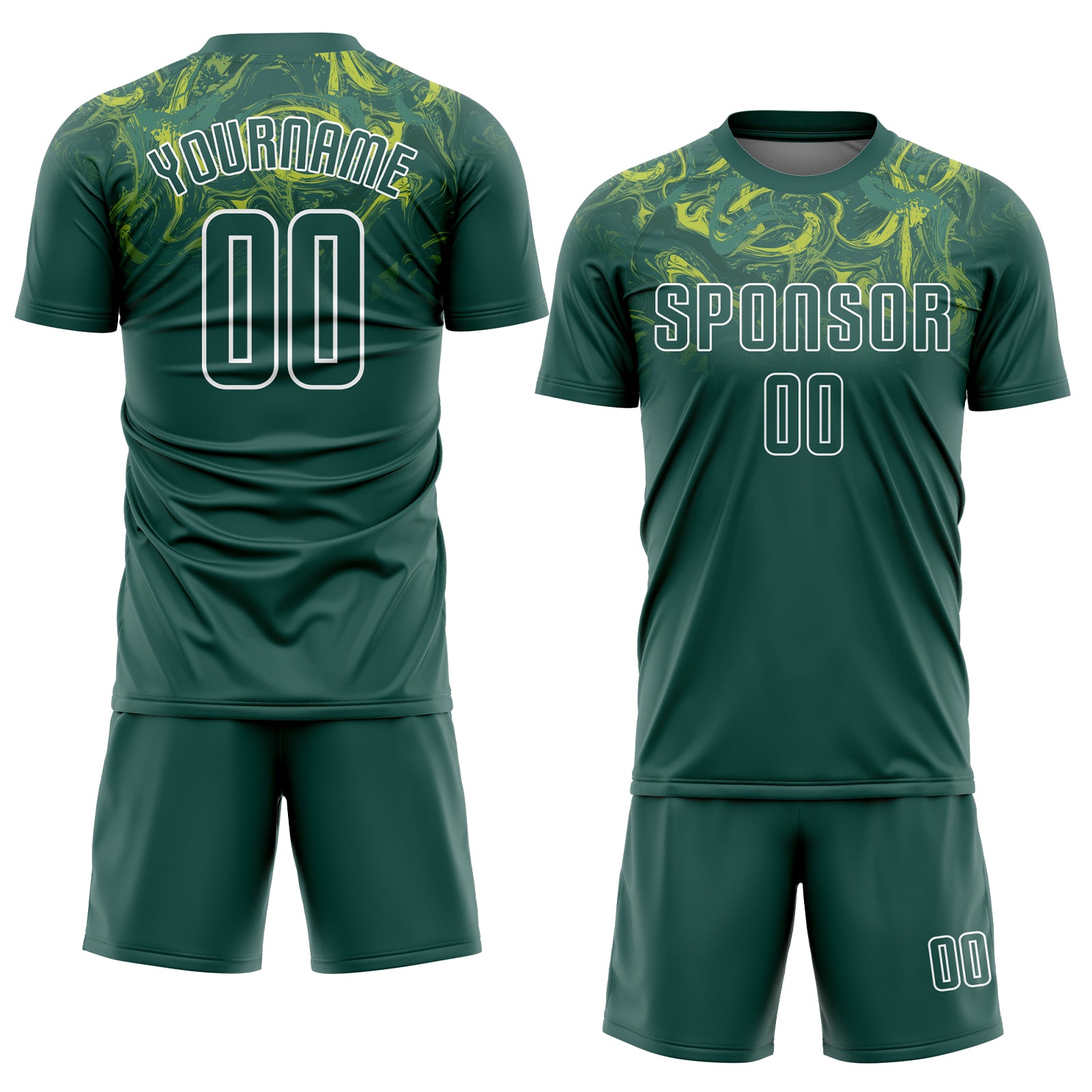 Custom Kelly Green Kelly Green-Gold Sublimation Soccer Uniform Jersey Custom Kelly Green Gold Sublimation Soccer Jersey Uniform for Teams and Players Custom Kelly Green Kelly Green-Gold Sublimation - Image 2