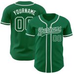Custom Kelly Green Authentic Baseball Jersey - Green & White Design Custom Kelly Green Kelly Green-White Authentic Baseball