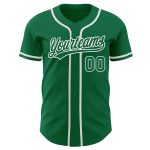 Custom Kelly Green Authentic Baseball Jersey - Green & White Design Custom Kelly Green Kelly Green-White Authentic Baseball - Image 2