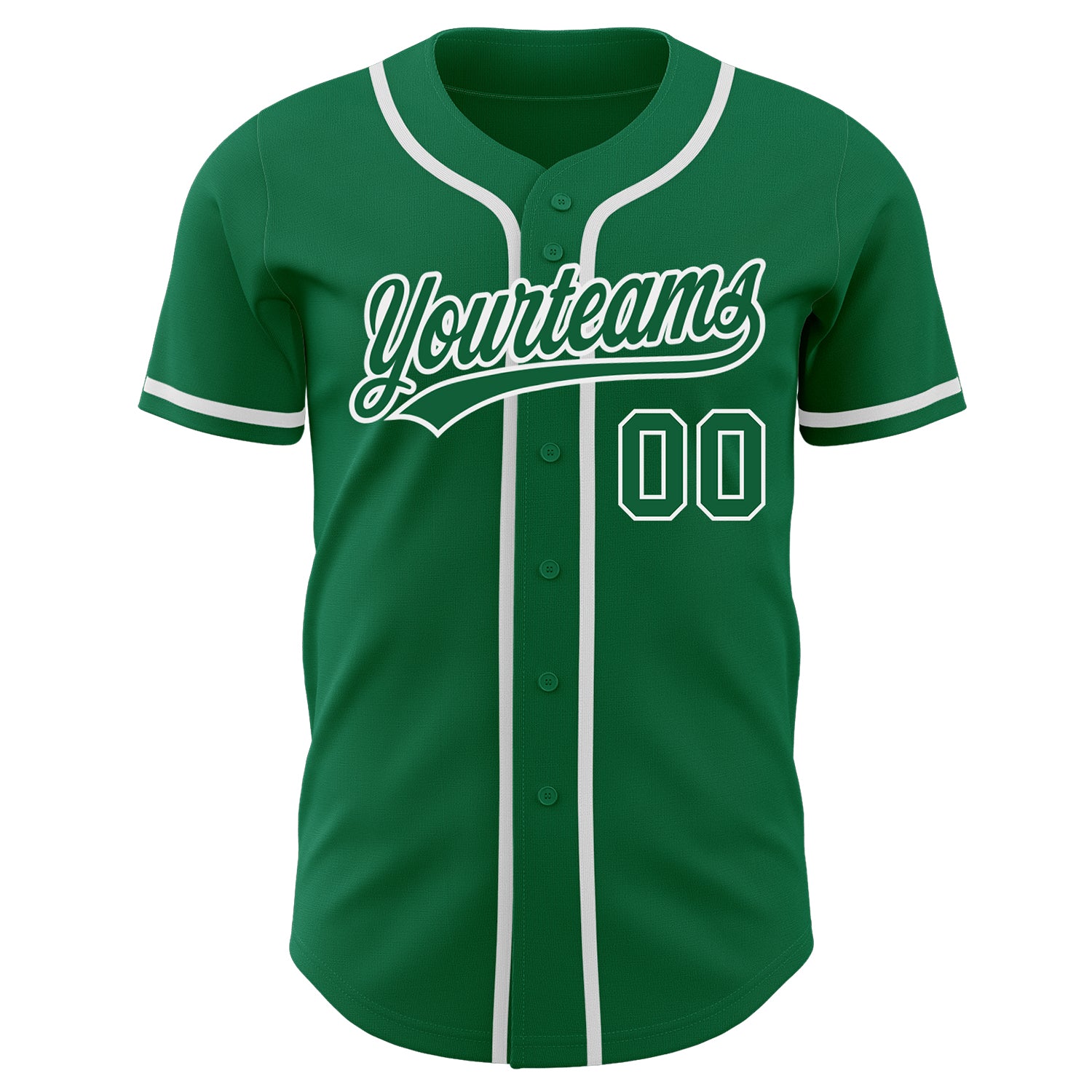 Custom Kelly Green Kelly Green-White Authentic Baseball Jersey Custom Kelly Green Authentic Baseball Jersey - Green & White Design Custom Kelly Green Kelly Green-White Authentic Baseball - Image 2