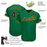 Kelly Green Navy Gold Custom Baseball Jersey Authentic Style 5274 Custom Kelly Green Navy-Gold Authentic Baseball Jersey - Image 3