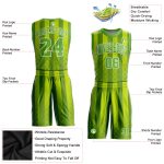 Custom Kelly Green Neon Sublimation Basketball Jersey - Round Neck, Green-White Design Custom Kelly Green Neon Green-White - Image 2