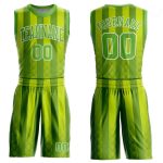 Custom Kelly Green Neon Sublimation Basketball Jersey - Round Neck, Green-White Design Custom Kelly Green Neon Green-White