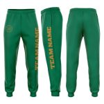 Custom Fleece Jogger Sweatpants in Kelly Green and Old Gold - Comfortable Athletic Wear Custom Kelly Green Old Gold Fleece