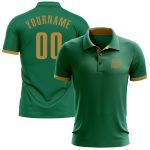 Custom Kelly Green Golf Polo Shirt - Old Gold Performance Fabric, Mens Activewear Custom Kelly Green Old Gold Performance