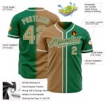 Custom Kelly Green Fade Baseball Jersey - Authentic Old Gold White Fashion Custom Kelly Green Old Gold-White Authentic Fade - Image 2