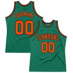 Custom Kelly Green Basketball Jersey Authentic Throwback Orange-Black Design Custom Kelly Green Orange-Black Authentic Throwback