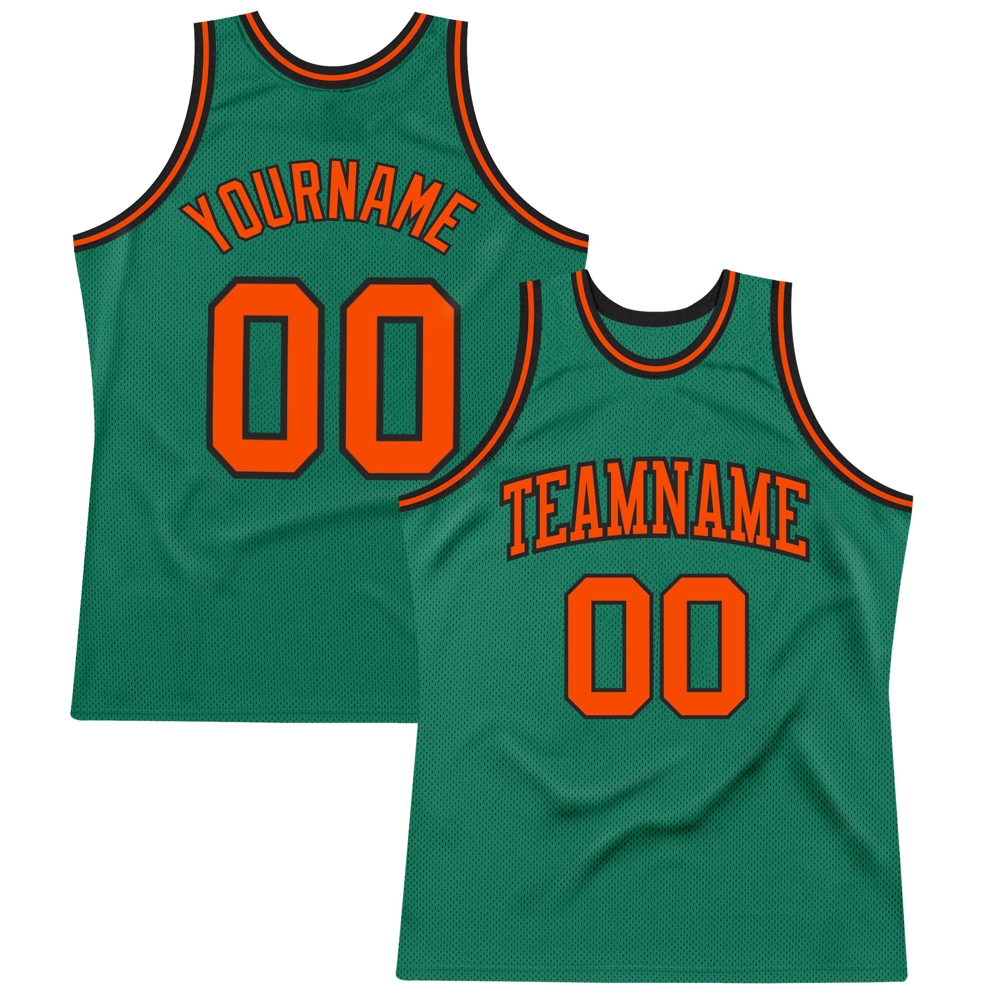 Custom Kelly Green Basketball Jersey Authentic Throwback Orange-Black Design Custom Kelly Green Orange-Black Authentic Throwback