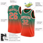 Custom Kelly Green Orange White Basketball Jersey Authentic Fade Design Custom Kelly Green Orange-White Authentic Fade Fashion - Image 2