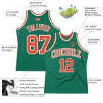 Kelley Green Orange White Throwback Basketball Jersey - Custom Authentic Design Custom Kelly Green Orange-White Authentic - Image 2