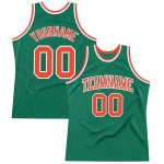 Kelley Green Orange White Throwback Basketball Jersey - Custom Authentic Design Custom Kelly Green Orange-White Authentic