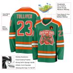 Custom Kelly Green Hockey Jersey with Orange and White Accents Custom Kelly Green Orange-White Hockey Jersey - Image 3