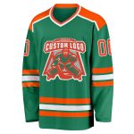 Custom Kelly Green Hockey Jersey with Orange and White Accents Custom Kelly Green Orange-White Hockey Jersey - Image 2