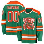 Custom Kelly Green Hockey Jersey with Orange and White Accents Custom Kelly Green Orange-White Hockey Jersey