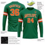 Custom Kelly Green Long Sleeve Performance T-Shirt - Orange-White Salute To Service Custom Kelly Green Orange-White Long - Image 3