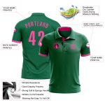 Custom Kelly Green Pink Golf Polo Shirt for Performance, Mens Outdoor Apparel Custom Kelly Green Pink Performance Golf Polo - Image 3