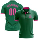Custom Kelly Green Pink Golf Polo Shirt for Performance, Mens Outdoor Apparel Custom Kelly Green Pink Performance Golf Polo