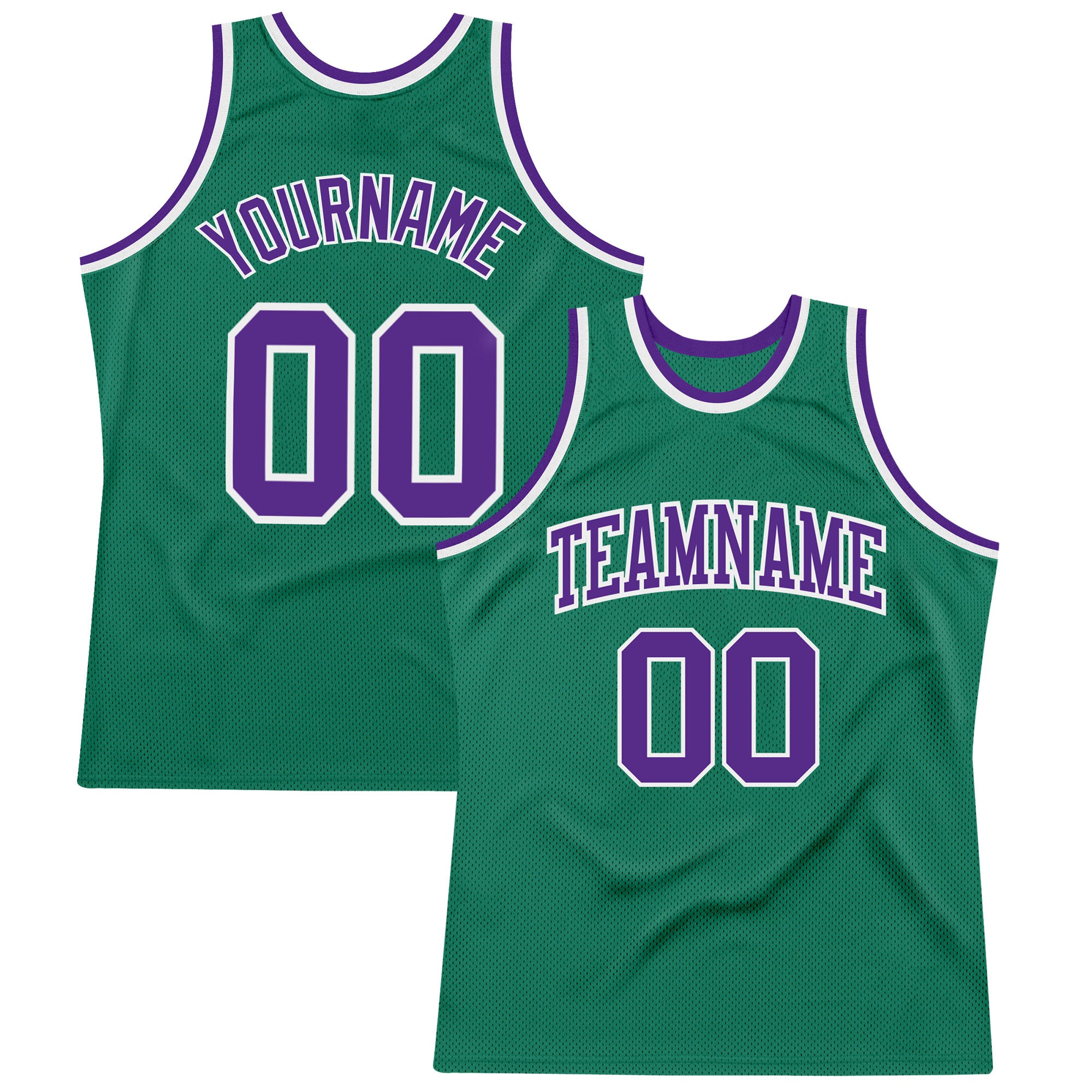 Custom Kelly Green Purple-White Authentic Throwback Basketball Jersey Authentic Throwback Basketball Jersey - Custom Kelly Green with Purple and White Custom Kelly Green Purple-White Authentic - Image 1