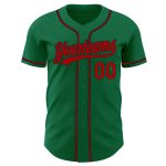 Custom Authentic Baseball Jersey in Kelly Green, Red, and Black Custom Kelly Green Red-Black Authentic Baseball Jersey - Image 2