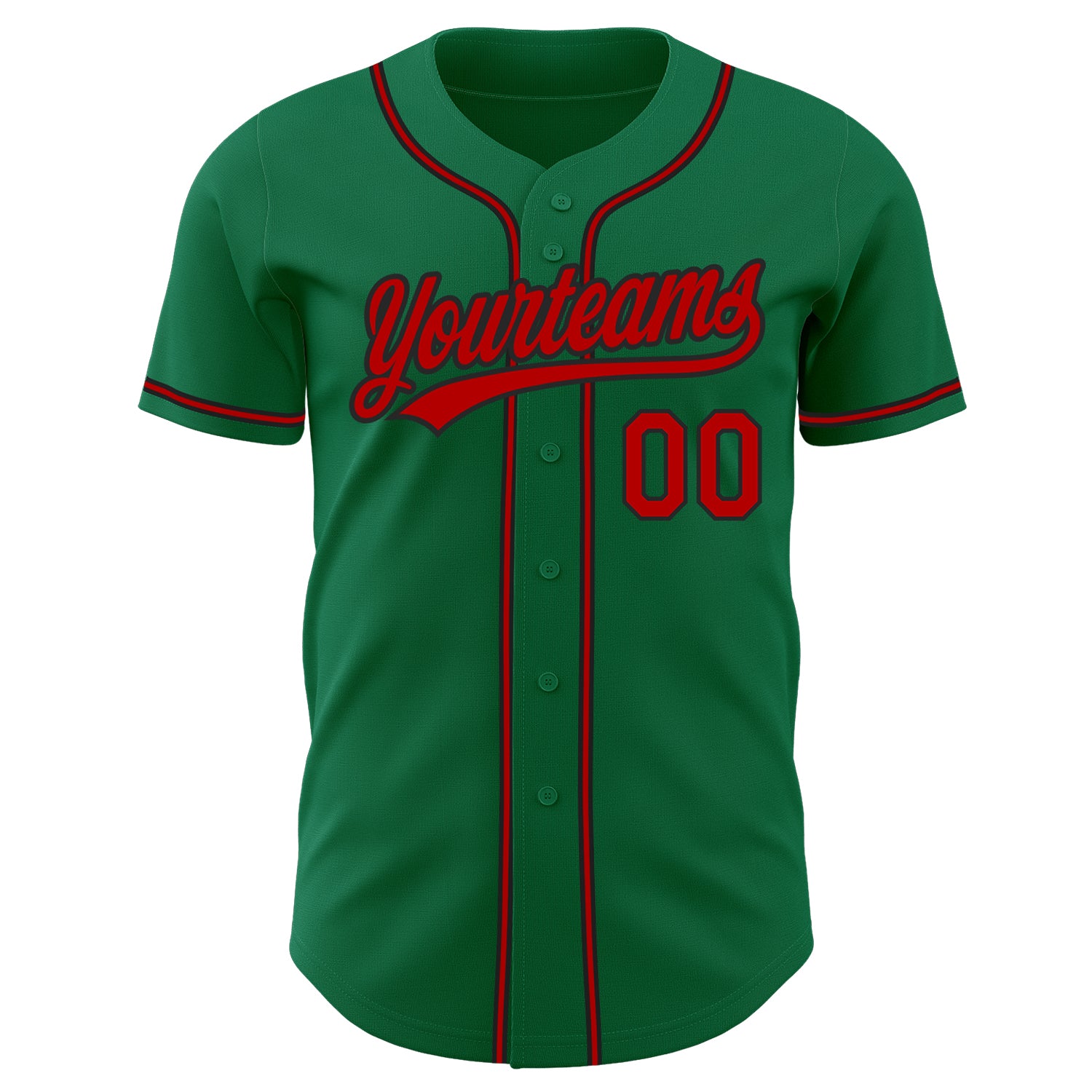 Custom Kelly Green Red-Black Authentic Baseball Jersey Custom Authentic Baseball Jersey in Kelly Green, Red, and Black Custom Kelly Green Red-Black Authentic Baseball Jersey - Image 2