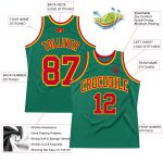 Custom Kelly Green Red Gold Basketball Jersey - Authentic Throwback Style Custom Kelly Green Red-Gold Authentic Throwback - Image 2