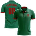 Custom Kelly Green Red Performance Golf Polo Shirt for Men - Breathable Athletic Wear Custom Kelly Green Red Performance
