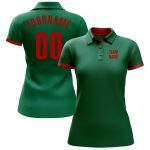 Custom Kelly Green Red Performance Golf Polo Shirt for Men - Breathable Athletic Wear Custom Kelly Green Red Performance - Image 2