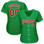 Authentic 3D Pattern Baseball Jersey in Kelly Green, Red & White - Custom Design Custom Kelly Green Red-White 3D Pattern - Image 2